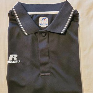 NWT Russell Athletic Dri-Power Black 3-Button Shortsleeve Polo Shirt Mens Small